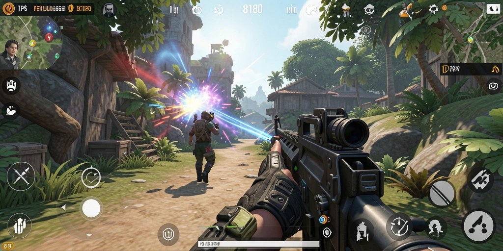 Gameplay seru di dunia tempur 8180 yang penuh aksi.