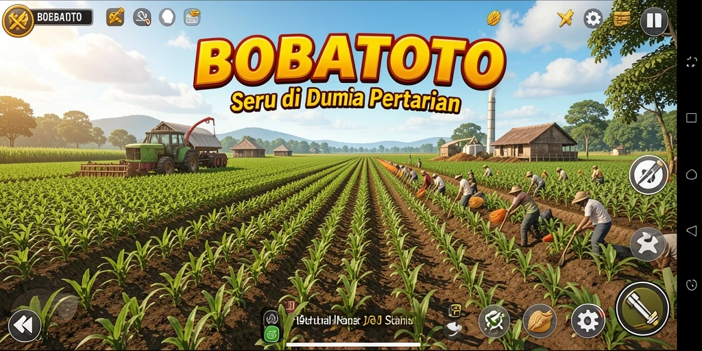 Tampilan utama gameplay BOBATOTO dengan aktivitas bertani yang seru.