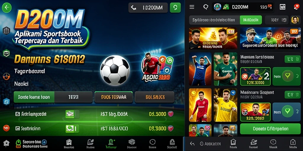 Screenshot D200M menampilkan antarmuka taruhan olahraga yang menarik.