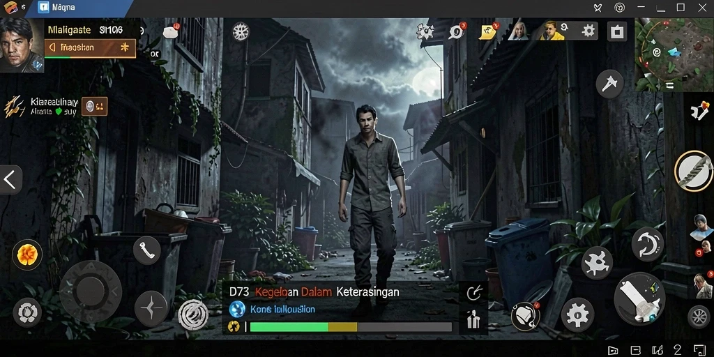 Tampilan gameplay D73 dengan suasana mencekam dan makhluk menyeramkan.