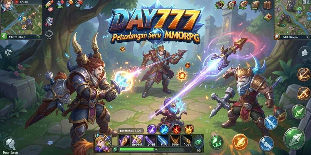 Screenshot gameplay DAY777 yang menampilkan pertarungan epik di dunia MMORPG.