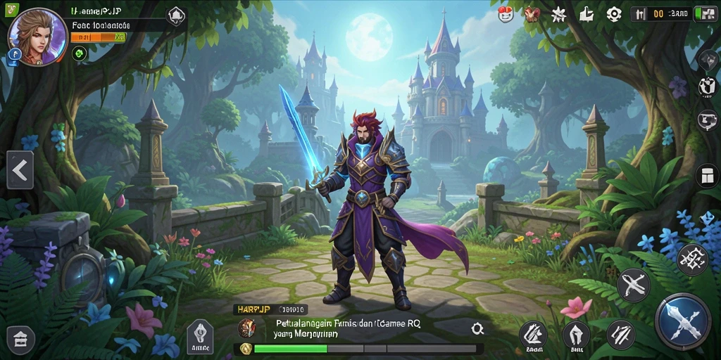 Tampilan gameplay HARAPJP dengan karakter dan pertarungan yang seru.