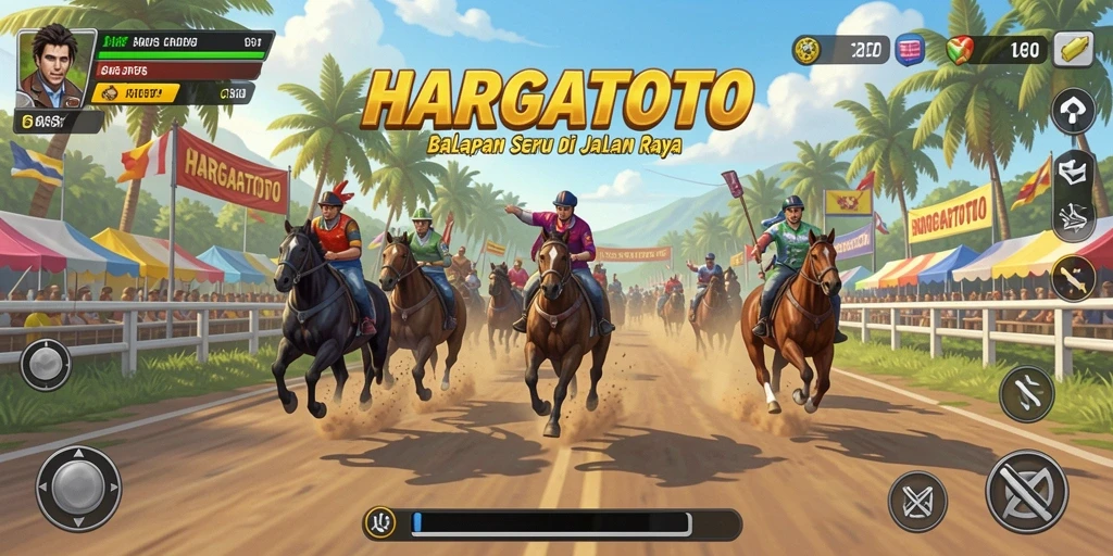 Tampilan gameplay seru dalam balapan HARGATOTO.