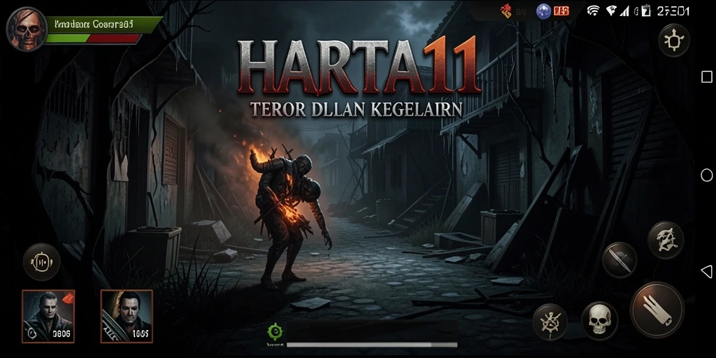 Screenshot HARTA11 menampilkan suasana kegelapan yang menyeramkan.