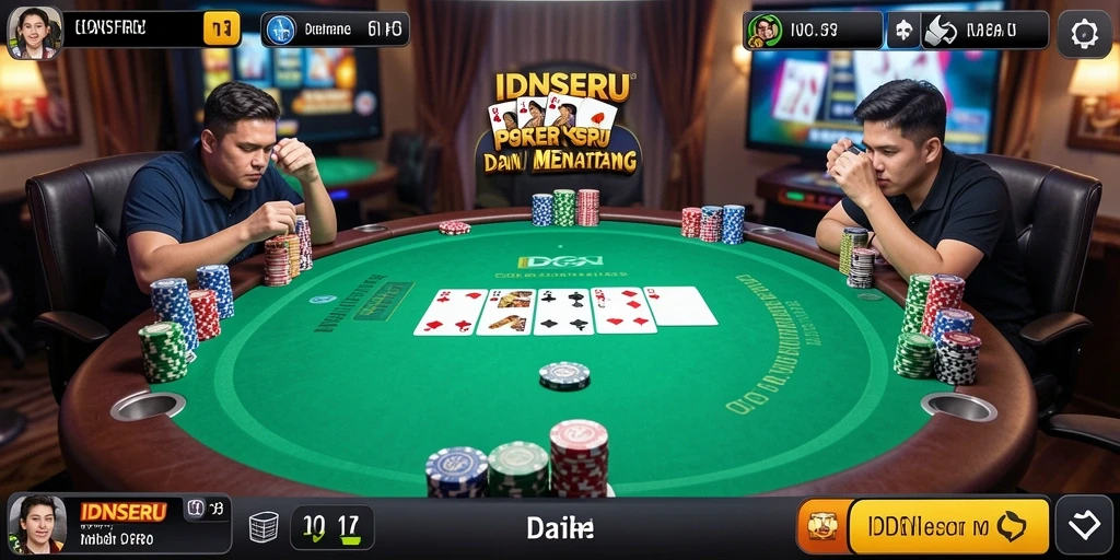 Tampilan menarik dari gameplay poker di IDNSERU.