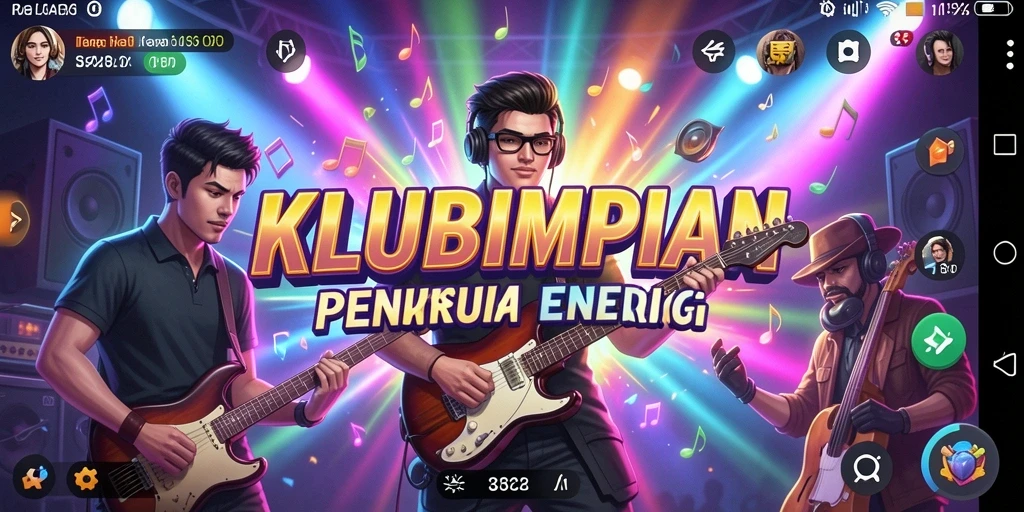 Tampilan gameplay seru di KLUBIMPIAN saat memainkan alat musik.