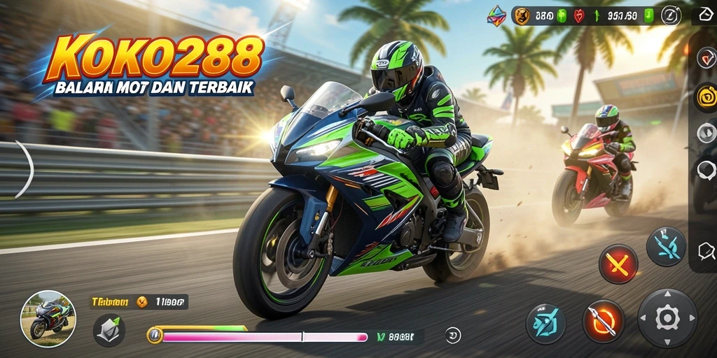 Tampilan aksi balapan motor yang seru di KOKO288.