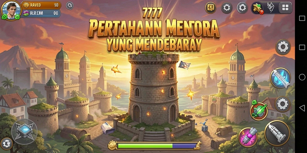 Screenshot menampilkan aksi mendebarkan dalam gameplay Tower Defense.
