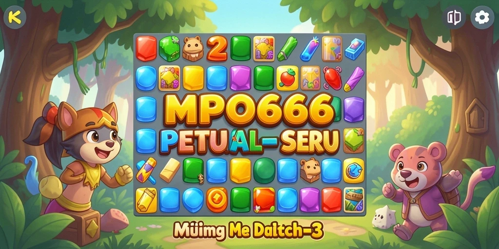 Screenshot utama MPO666 menampilkan gameplay Match-3 yang menarik.