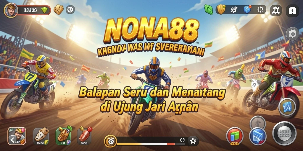 Tampilan gameplay balapan seru di NONA88 dengan mobil kencang.
