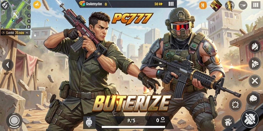 Screenshot menampilkan gameplay menegangkan di PC777 Battle Royale.
