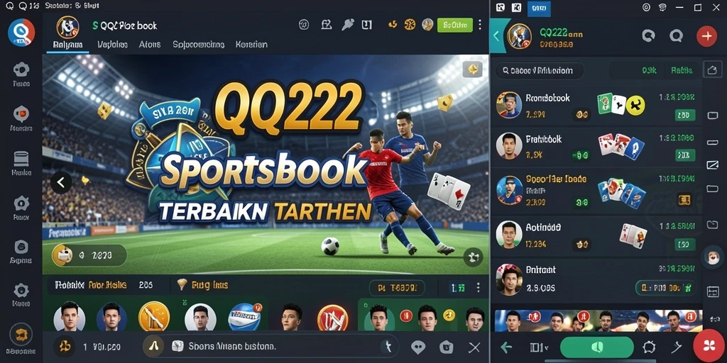 Screenshot menunjukkan antarmuka pengguna QQ222 dengan berbagai pilihan taruhan.