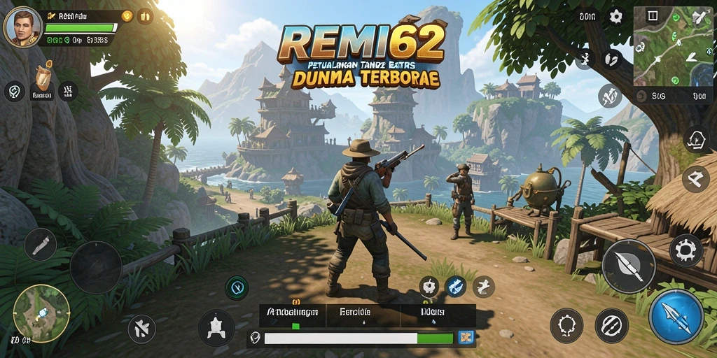 Tampilan gameplay <strong>REMI62</strong> yang menarik dan penuh aksi di dunia terbuka.