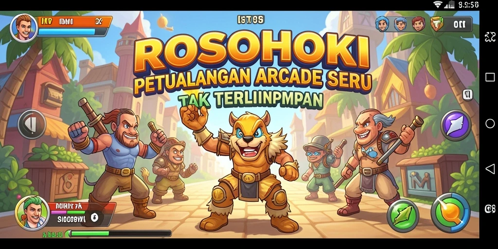 Tampilan seru gameplay ROSOHOKI dengan karakter beraksi di level menantang.