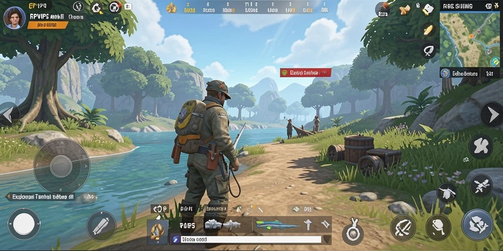 Screenshot RPVIP5 menunjukkan karakter dalam lingkungan Open World yang luas.