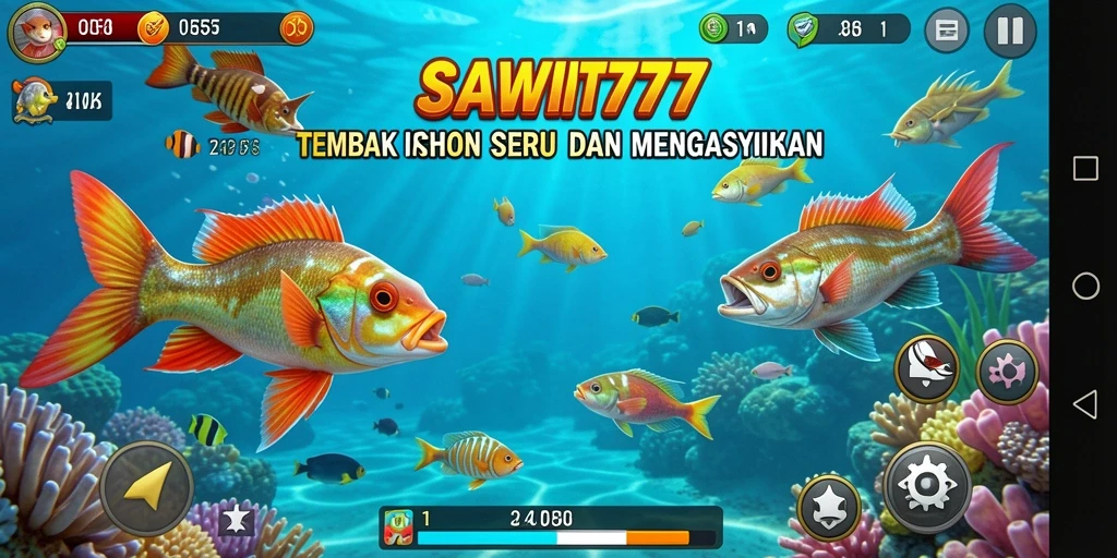 Tampilan gameplay menarik dari SAWIT777 dengan aksi Tembak Ikan yang seru.