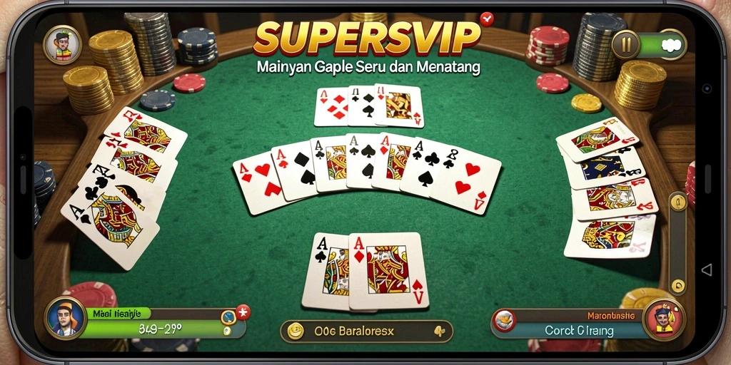 Tampilan gameplay seru di <strong>SUPERSVIP</strong> dengan fitur Gaple yang interaktif.
