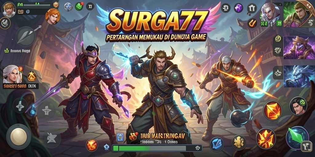 Gameplay seru dan epik dalam SURGA77 dengan pertarungan mendebarkan.